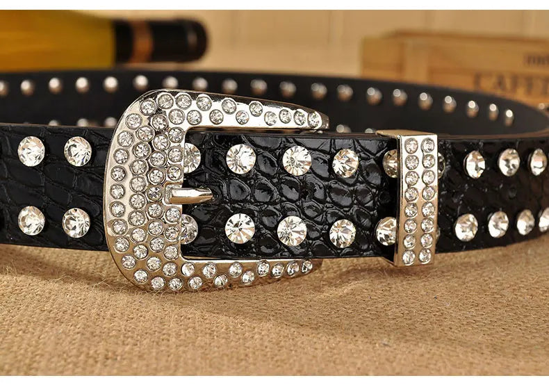 Rhinestone Leopard Print Wide Waist Belt Men's Belt Unbranded