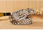 Rhinestone Leopard Print Wide Waist Belt Men's Belt Unbranded