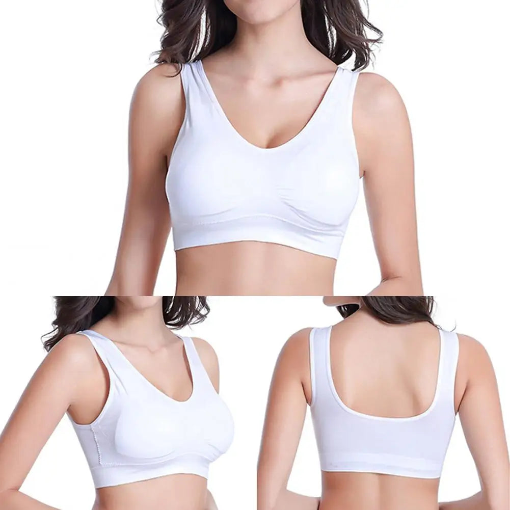 Women Yoga Underwear V-Neck Stretch Wire Free Bra Yoga Sports Crop Top