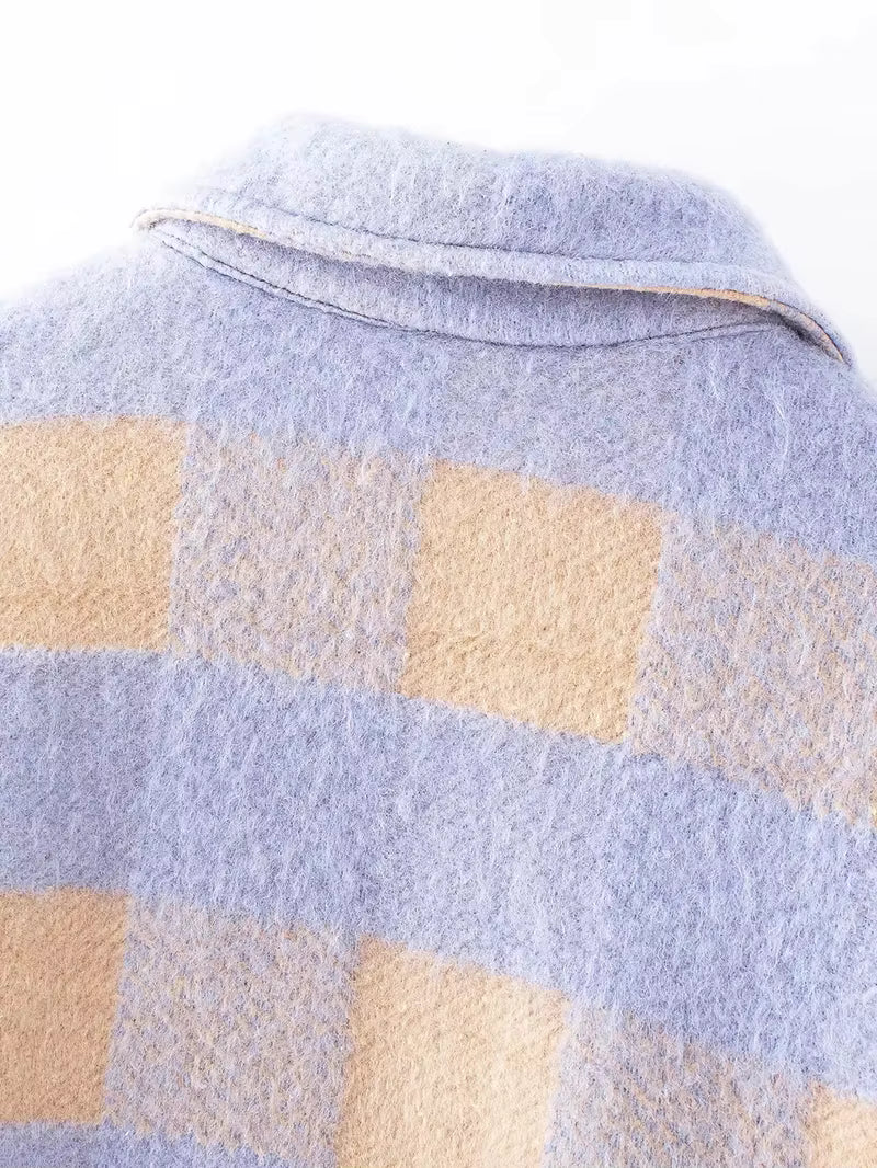 Women's Oversized Plaid Woolen Shirt Women's Shirt Unbranded