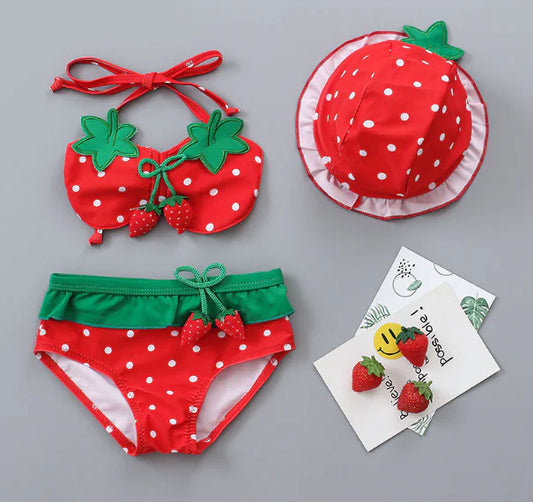 Kids Fruit Print Bikini Set For Girls