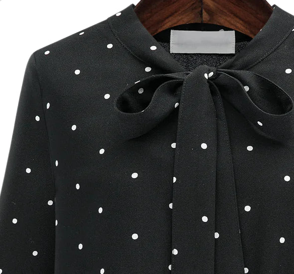 Women's Plus Size Polka Dot Long Sleeve Bohemian Maxi Dress