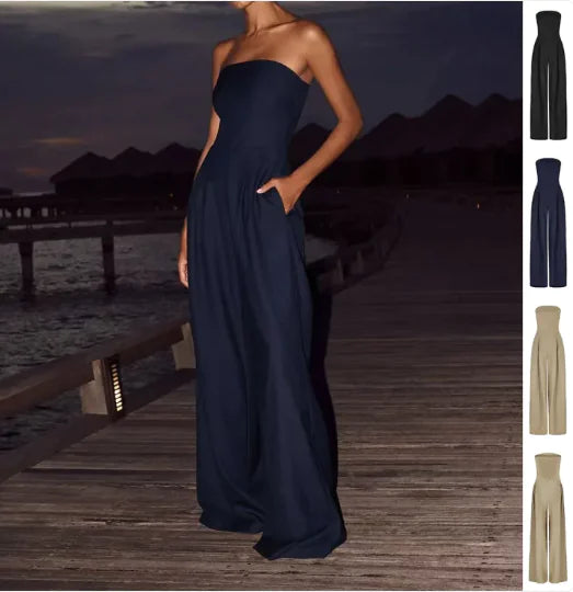 Women's Backless Wide Leg Jumpsuit