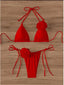 Women's Strappy Halter 3D Flowers Bikini Set