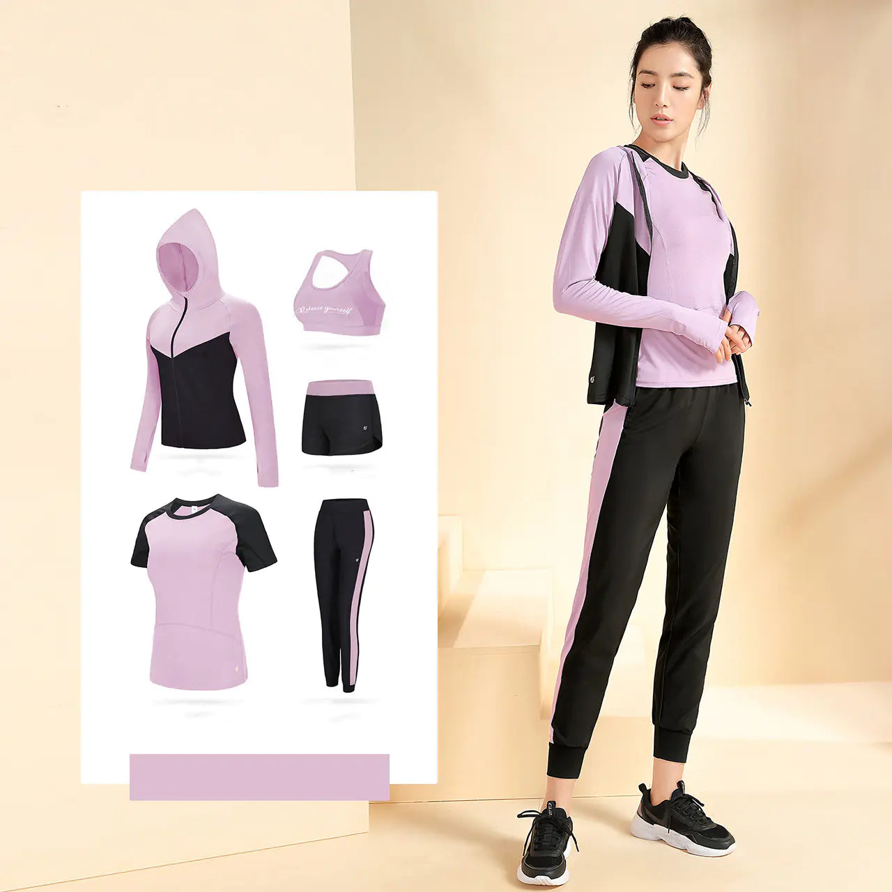 Women's Camel Summer Yoga Suit Set Stylish Activewear