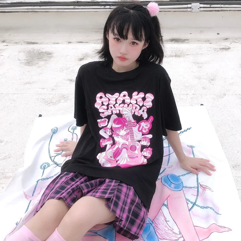 Short Sleeve Oversized Anime Tshirt