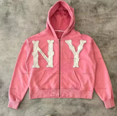 Letter Embroidered Oversized Hoodie Men