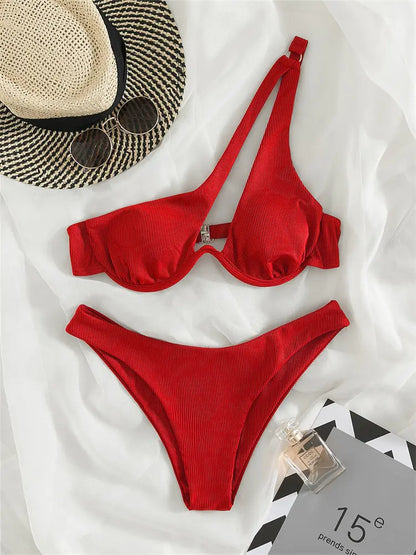 Women's Solid Ribbed Bikini Set