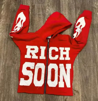 Letter Embroidered Oversized Hoodie Men