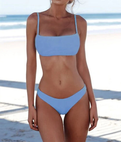 Women's Solid Sexy Bikini Set Two Piece Swimwear