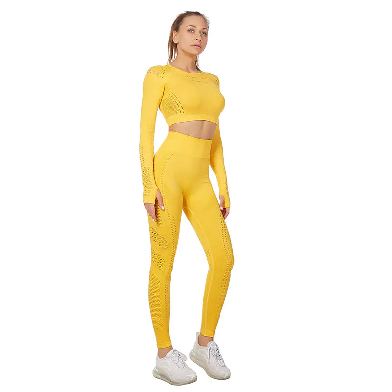 Women's Long Sleeve Yoga Set Plus Size Activewear