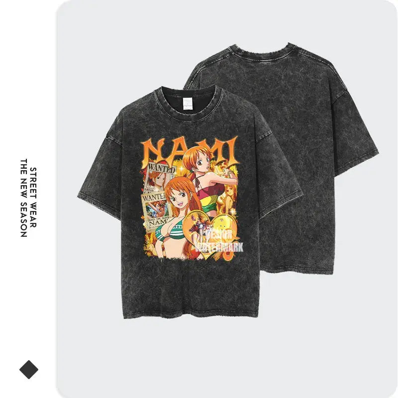 Anime One Piece Washed Oversized Tshirt