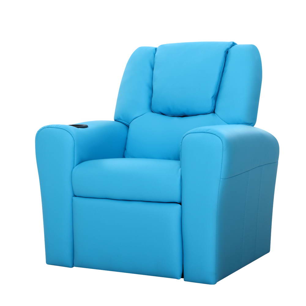 Keezi Kids Recliner Chair PU Leather Sofa Lounge Couch Children Armchair Blue Main image