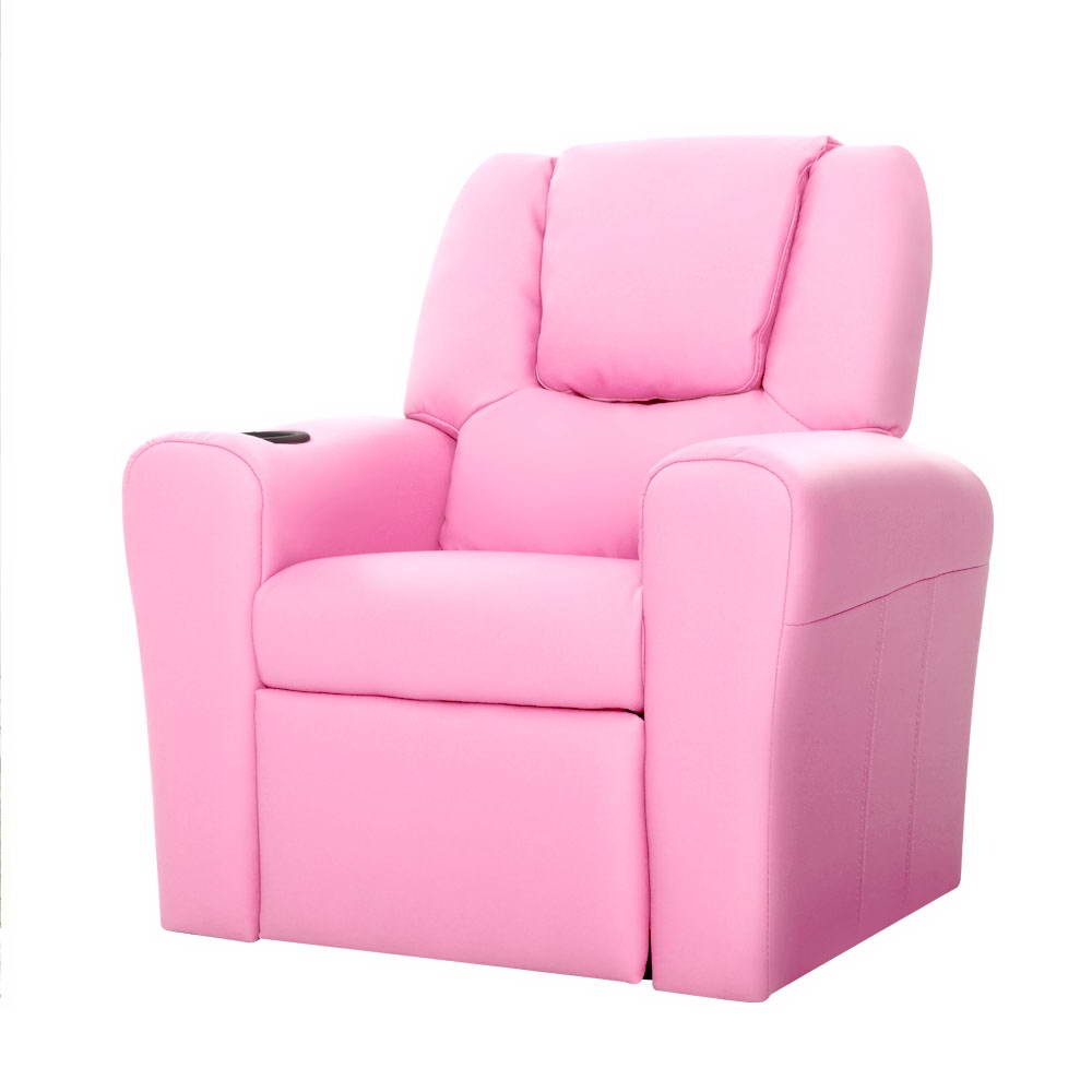 Keezi Kids Recliner Chair PU Leather Sofa Lounge Couch Children Armchair Pink Main image