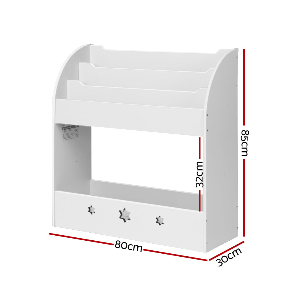 Keezi 3 Tiers Kids Bookshelf Magazine Shelf Organiser Bookcase Display White Secondary image