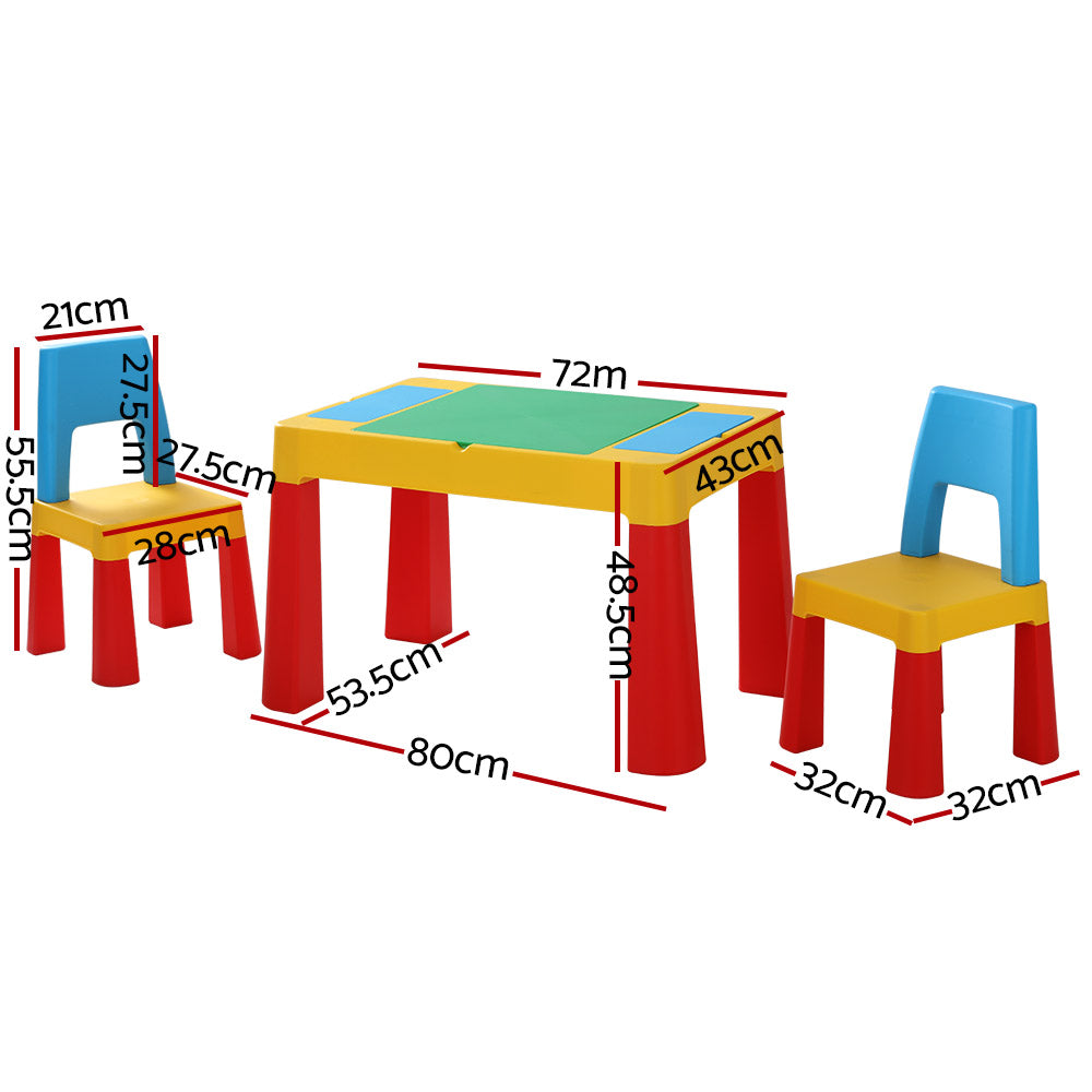 Keezi 3PCS Kids Table and Chairs Set Activity Toys Storage Box Desk Blocks Secondary image
