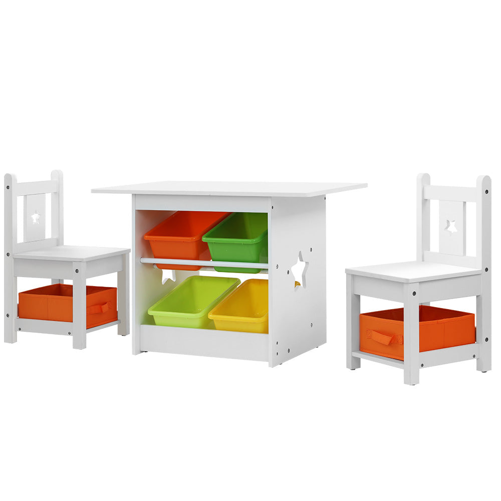 Keezi 3PCS Kids Table and Chairs Set Children Furniture Play Toys Storage Box Main image