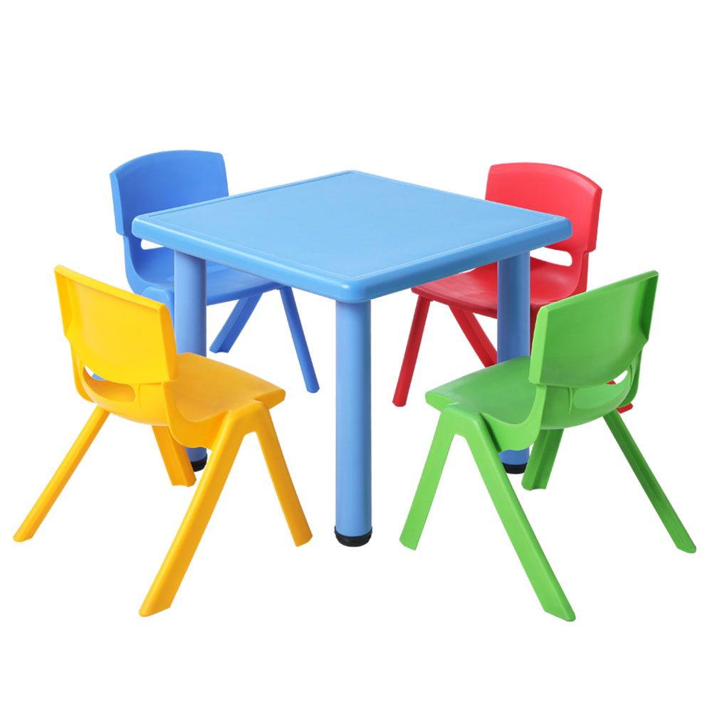 Keezi 5PCS Kids Table and Chairs Set Children Study Desk Furniture Plastic 4 Chairs Main image