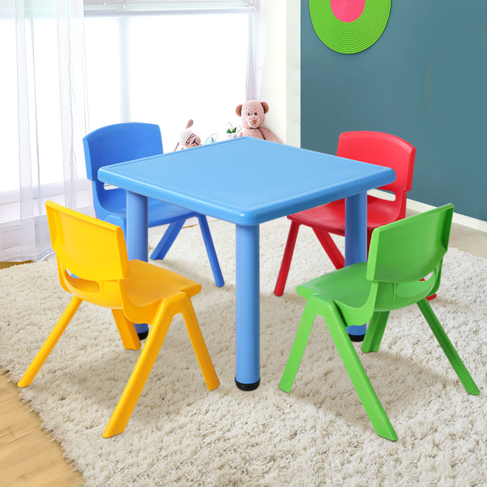 Keezi 5PCS Kids Table and Chairs Set Children Study Desk Furniture Plastic 4 Chairs Secondary image