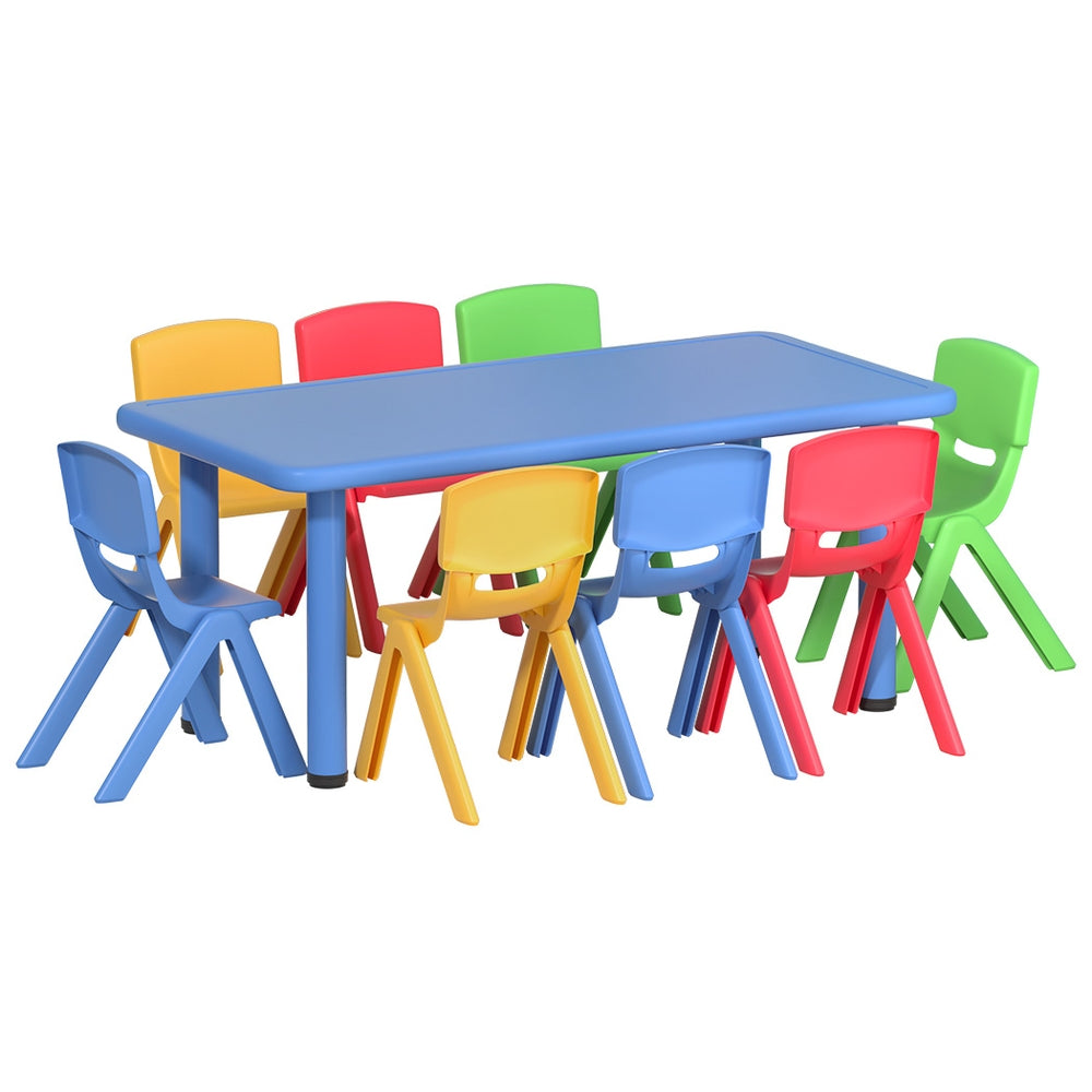 Keezi 9PCS Kids Table and Chairs Set Children Study Desk Furniture Plastic 8 Chairs Main image