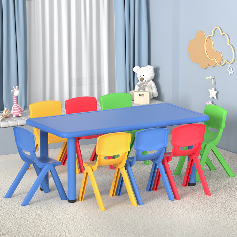 Keezi 9PCS Kids Table and Chairs Set Children Study Desk Furniture Plastic 8 Chairs Secondary image