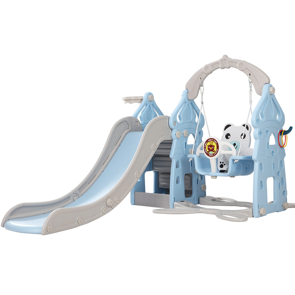 Keezi Kids Slide Swing Set Basketball Hoop Rings Outdoor Playground 170cm Blue Main image