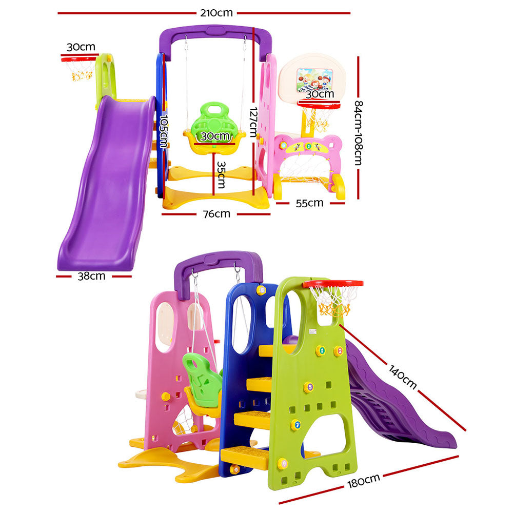 Keezi Kids Slide Swing Set Basketball Hoop Study Table Outdoor Toys 140cm Purple Secondary image
