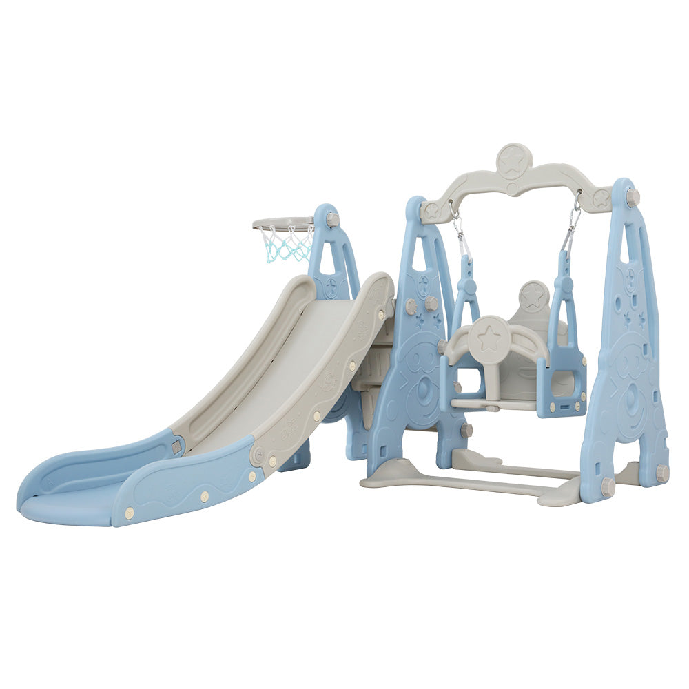 Keezi Kids Slide Swing Set Basketball Hoop Outdoor Playground Toys 170cm Blue Main image
