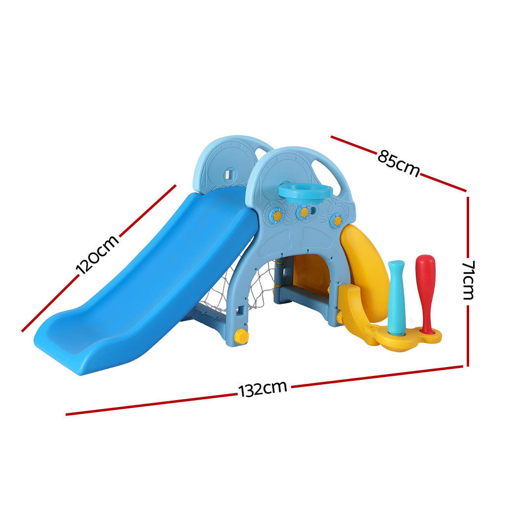 Keezi Kids Slide Set Baseball Bat Basketball Hoop Outdoor Playground 120cm Blue Secondary image