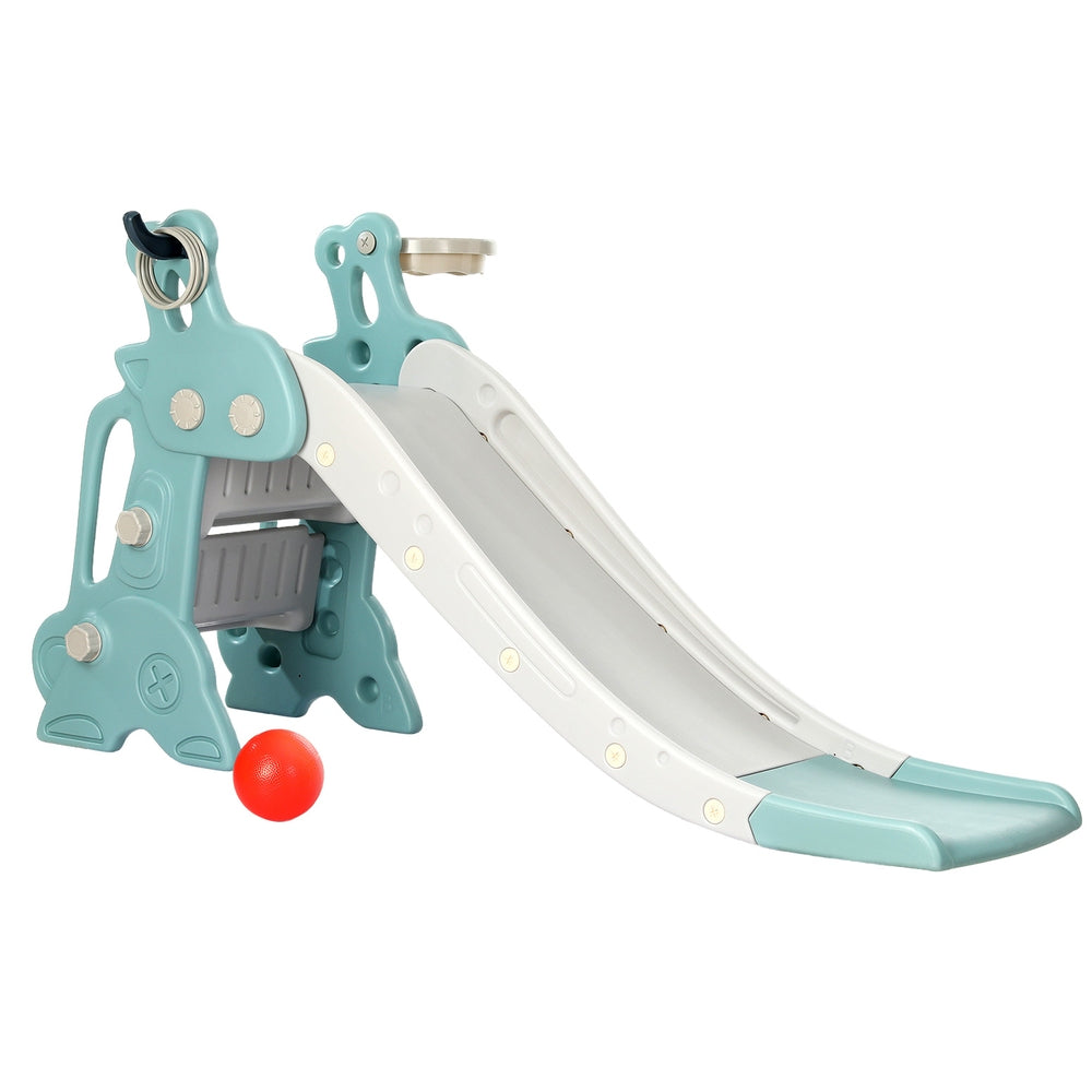 Keezi Kids Slide Set Basketball Hoop Ring Outdoor Playground Toy Deer 140cm Blue Main image