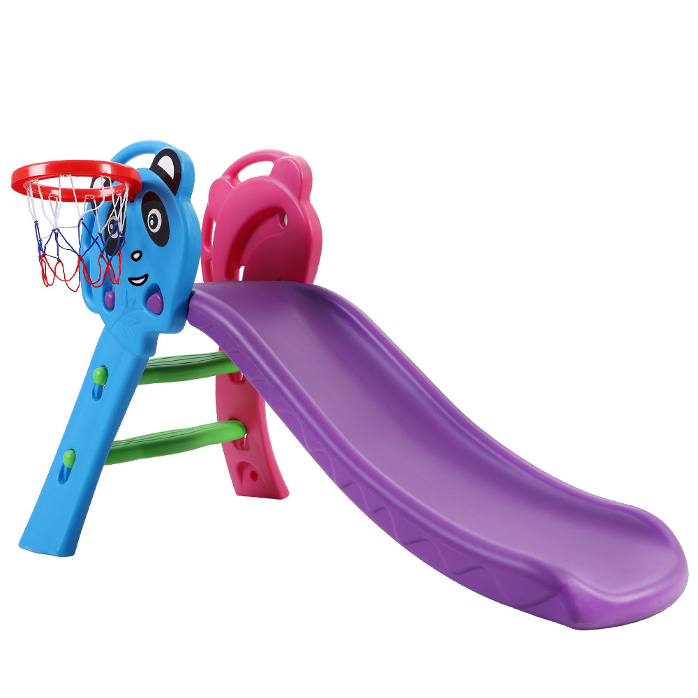 Keezi Kids Slide Set Basketball Hoop Indoor Outdoor Playground Toys 100cm Blue Main image