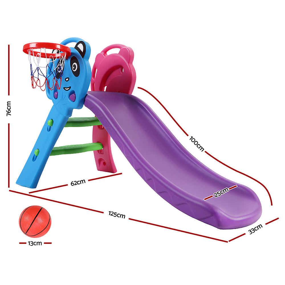 Keezi Kids Slide Set Basketball Hoop Indoor Outdoor Playground Toys 100cm Blue Secondary image