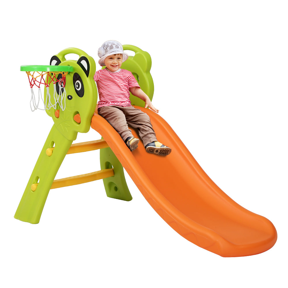 Keezi Kids Slide Set Basketball Hoop Indoor Outdoor Playground Toys 100cm Orange Main image
