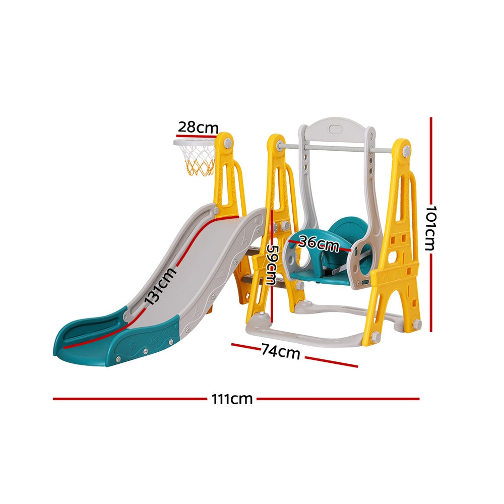 Keezi Kids Slide Swing Set Basketball Outdoor Toys Adjustable Height 140cm Green Secondary image
