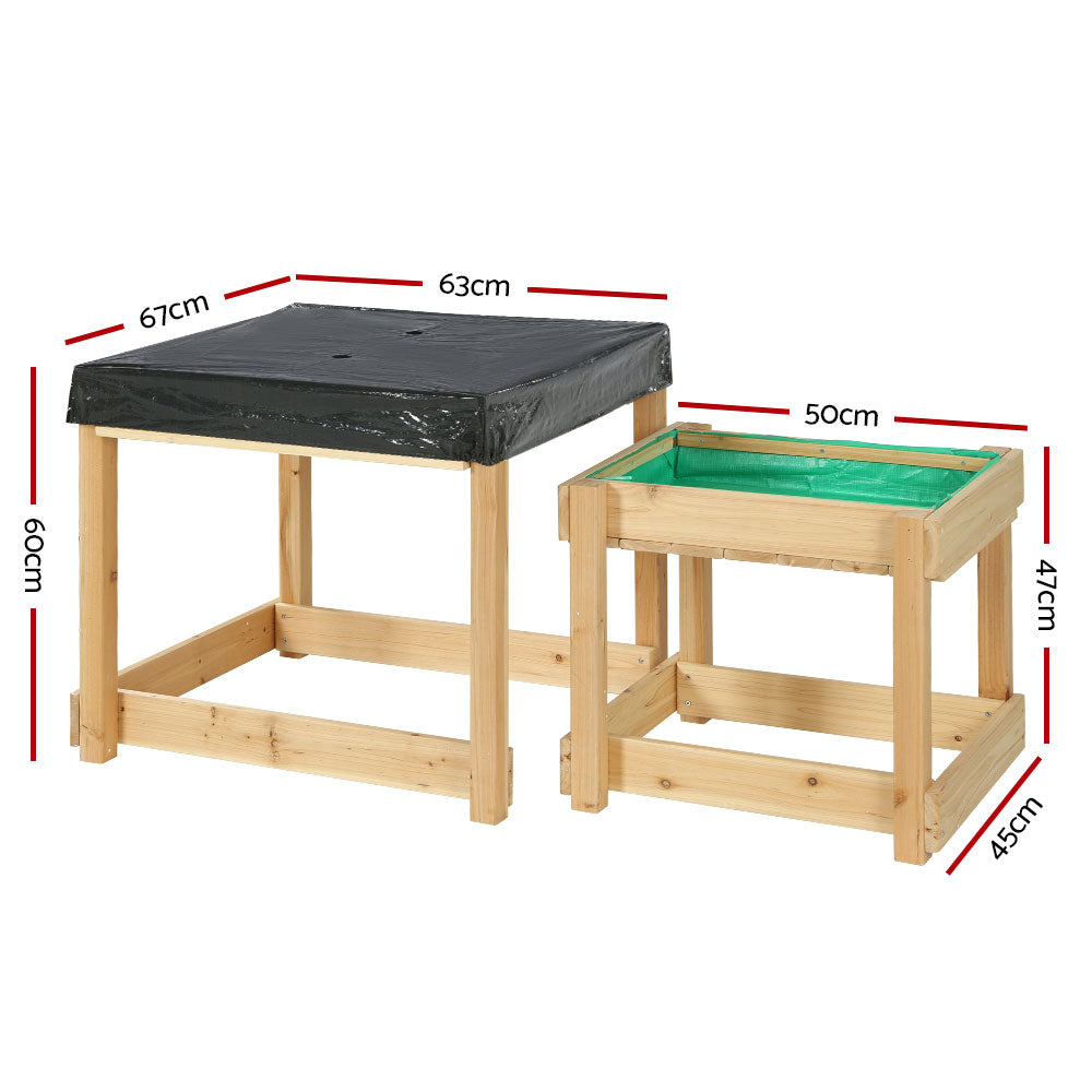 Keezi Kids Sandpit Wooden Sandbox Sand Pit Water Table Outdoor Toys 101cm Secondary image