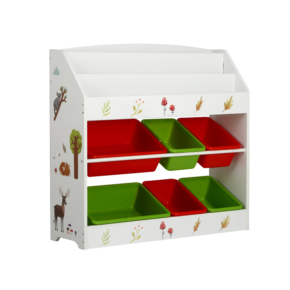 Keezi 3 Tiers Kids Bookshelf Storage Children Bookcase Toy Box Organiser Rack 6 Bins Main image