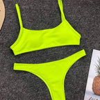 Women's Plain Bandeau Bikini Swimsuit
