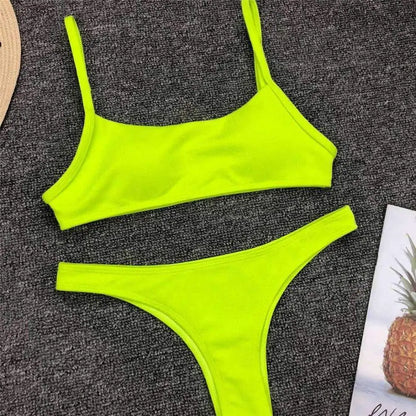 Women's Plain Bandeau Bikini Swimsuit