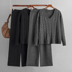 V-Neck Wool Cashmere Knitted Set