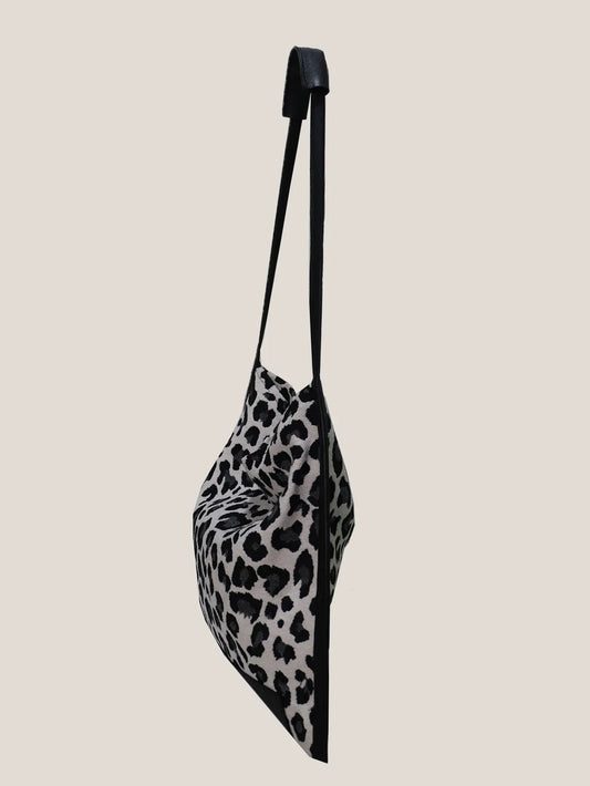 Leopard Print Canvas Shoulder Bag