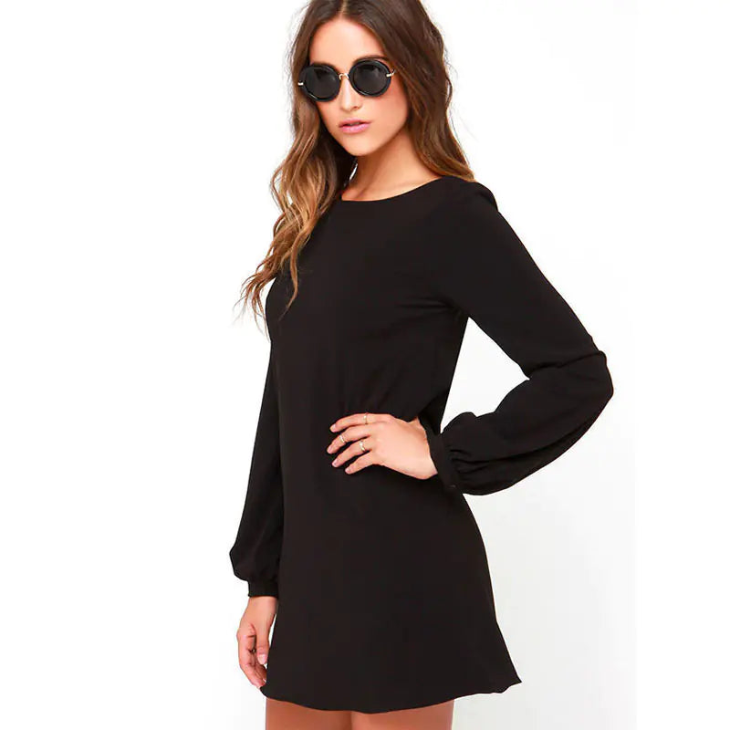 Women's Long Sleeve Loose Fit Mini Dress