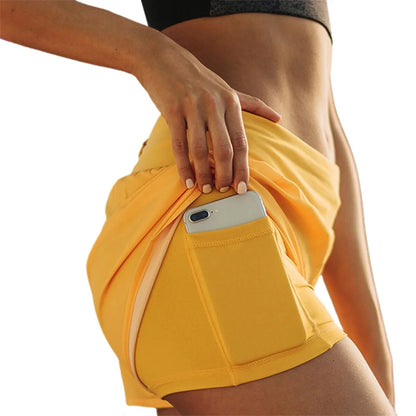Womens High Waist Double Layer Running Shorts
