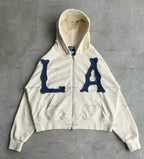 Letter Embroidered Oversized Hoodie Men