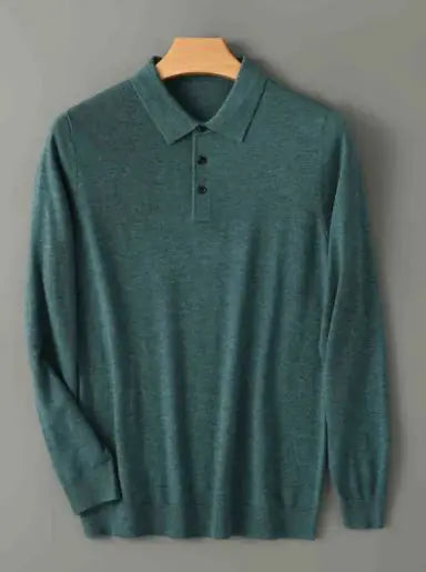 Men Long Sleeved Knitted Shirt