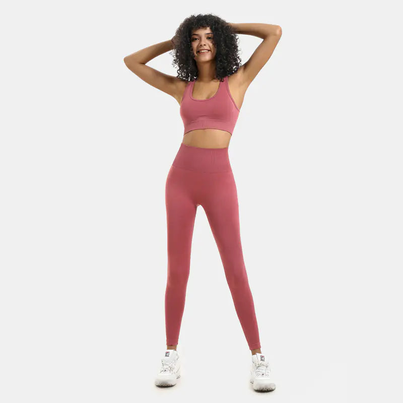 Women's Seamless Knit Yoga Set Activewear Outfit