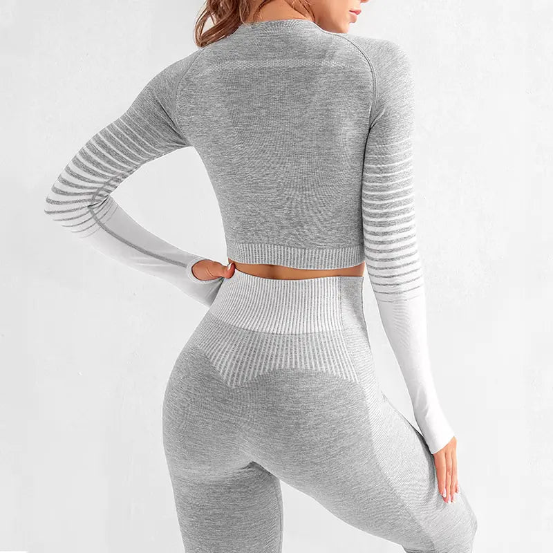 Women's Yoga Set Long Sleeve Seamless Breathable Activewear