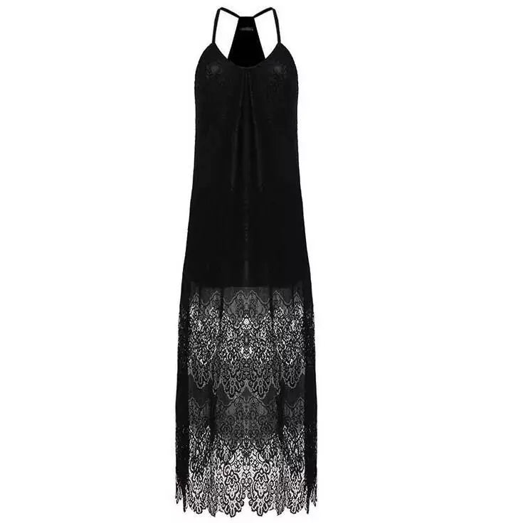 Women's Lace V Neck Spliced Dress (Beach Dress)