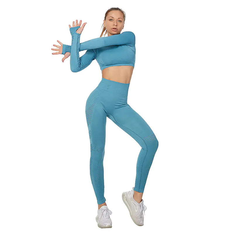 Women's Long Sleeve Yoga Set Plus Size Activewear