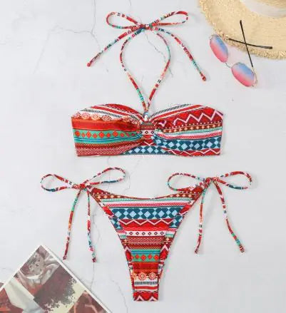 Women's Halter Split Bikini Swimsuit