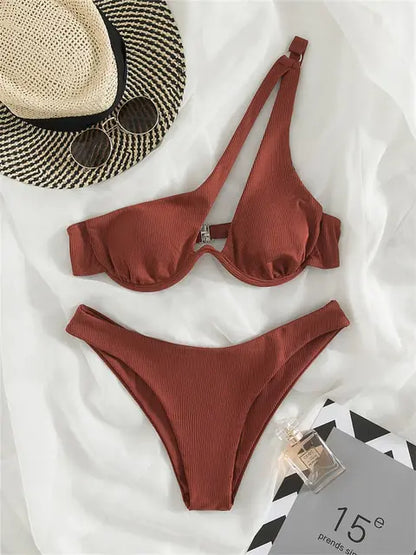 Women's Solid Ribbed Bikini Set